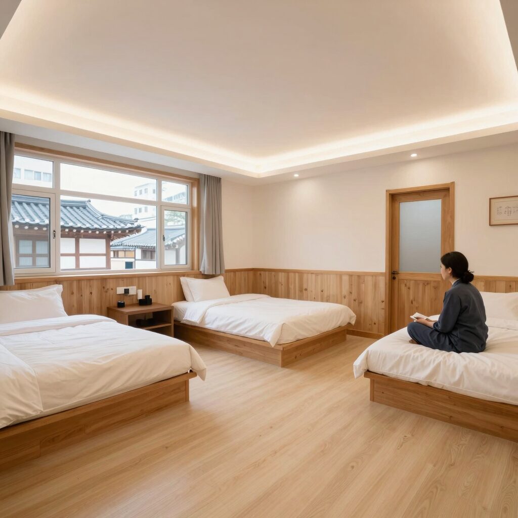 경산 온천삼계탕 내부 깔끔한 홀 모습과 룸 공간