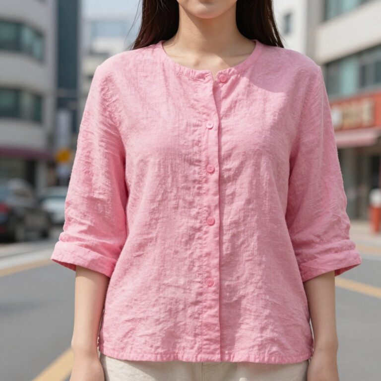 핑크 린넨 나시 단독 착용 모습
