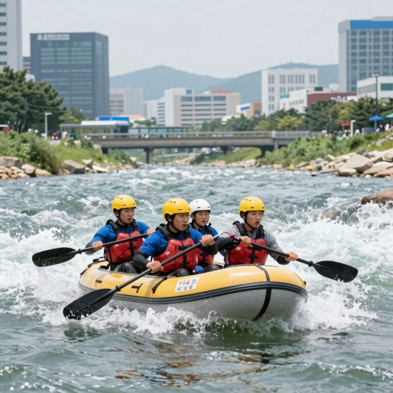 경호강 래프팅 무한도전레포츠에서 보트를 타고 급류를 즐기는 모습