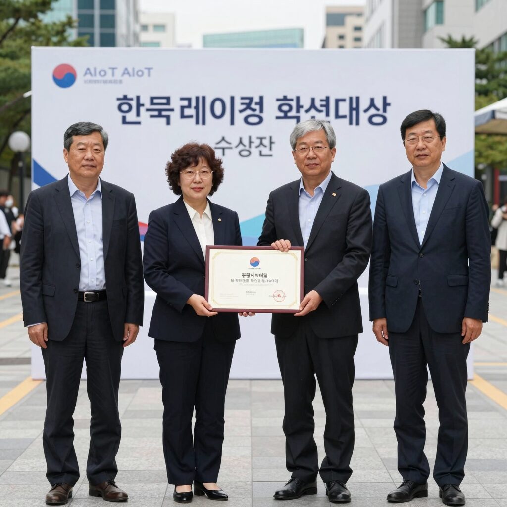 한국레이컴 AIoT 혁신대상 수상 순간
