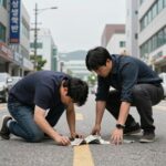 삼성 류지혁이 LG 구본혁과 충돌 후 쓰러져 있는 모습