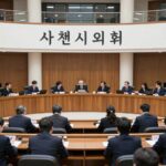 사천시의회 본회의장 모습. 의원들이 회의 중인 장면
