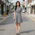 여름 고방체크 원피스 스타일링 예시