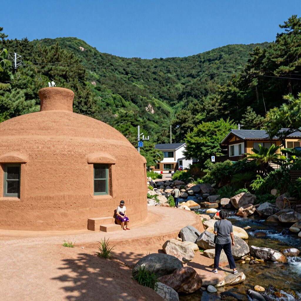 조용한 여름 휴가지 지리산 계곡 펜션 황토방과 계곡 전경