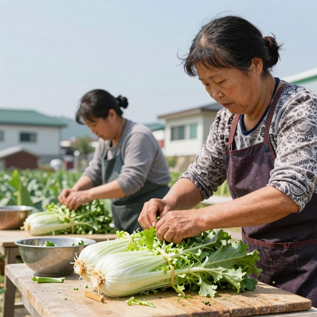 여름 배추 손질부터 양념 버무리기까지 과정