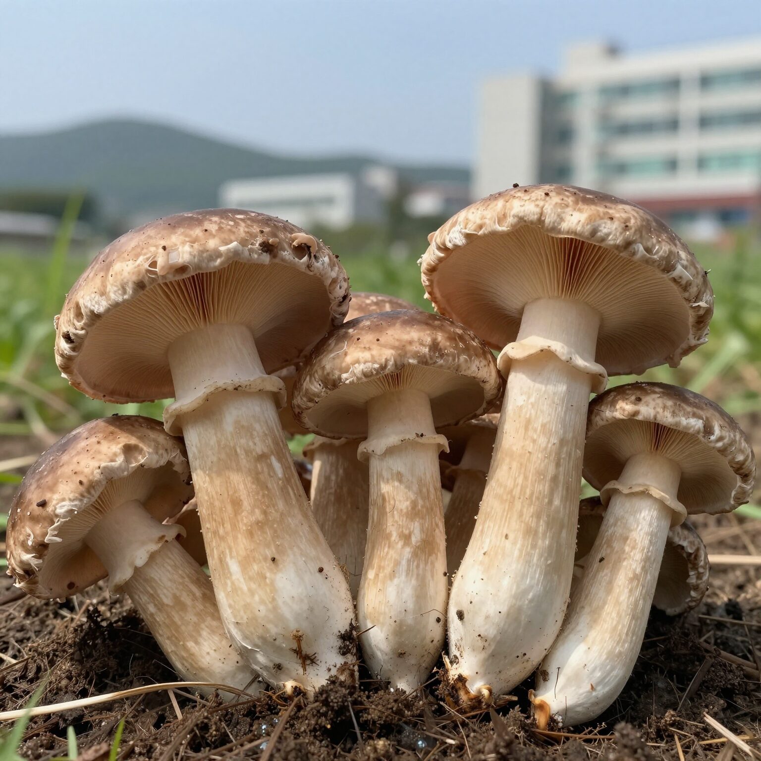여름 송이버섯 2등급과 3등급 비교 사진 갓 상태 차이를 보여줌