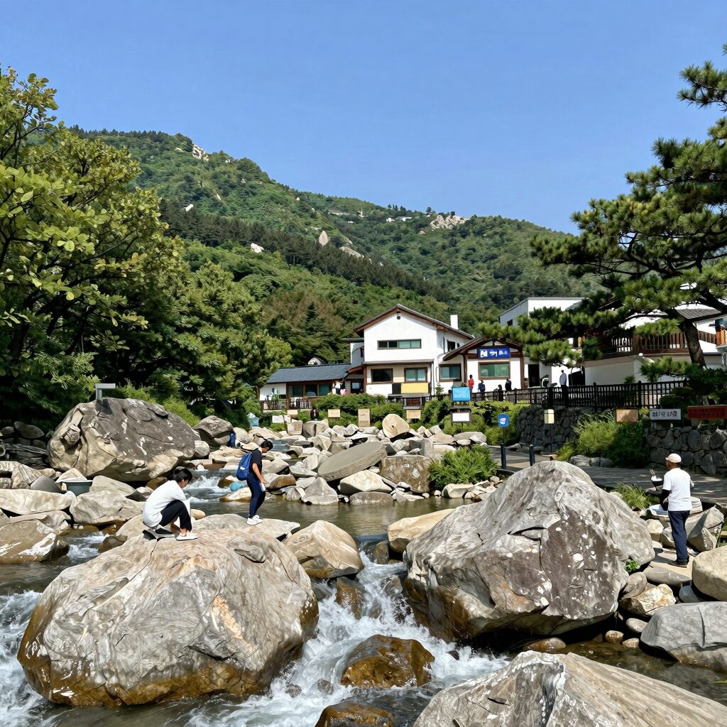 지리산 밸리펜션 앞 뱀사골 계곡 전경