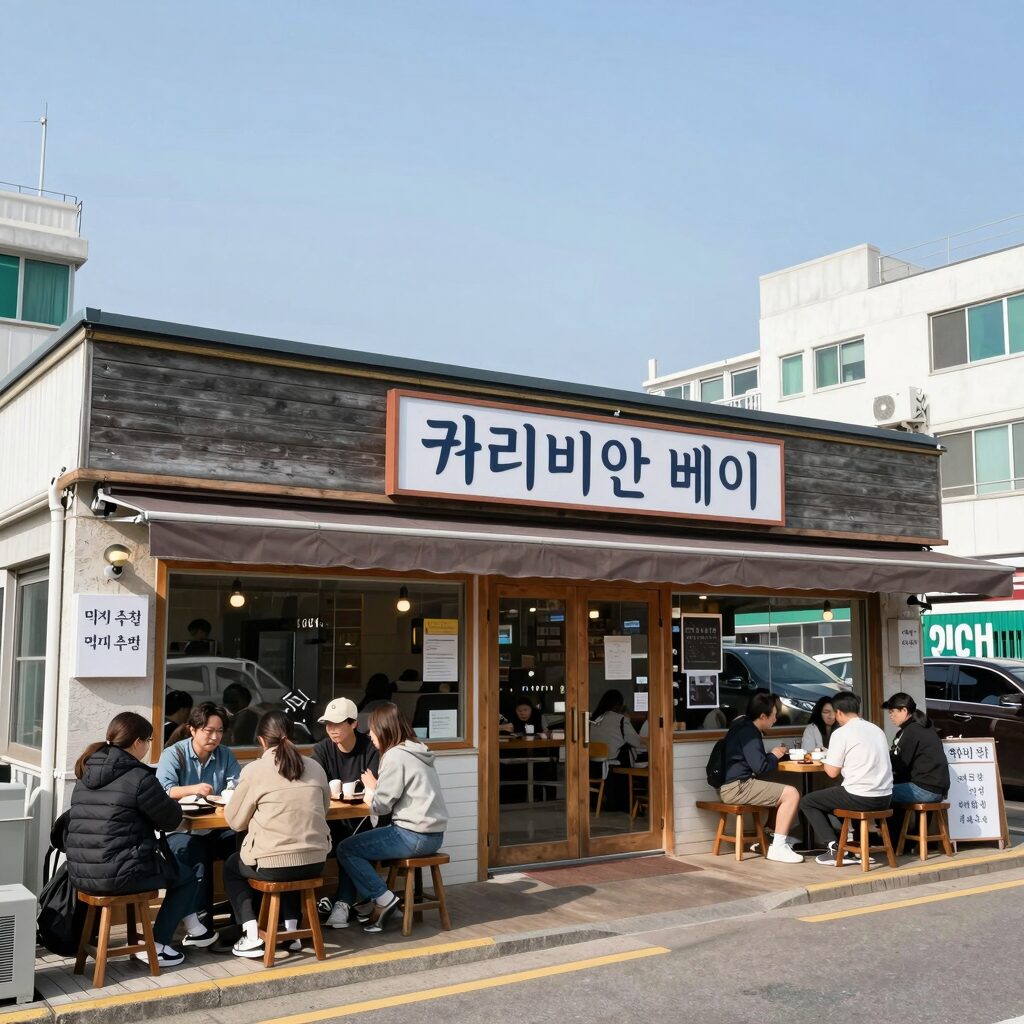 캐리비안 베이 먹거리 추천 메뉴와 파도풀 앞 식당의 모습