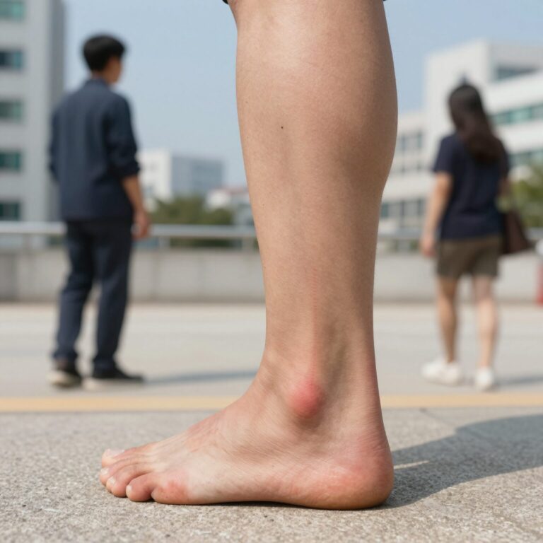 벌레 물렸을때 병원 방문이 필요한 발목 붓기와 붉은 줄