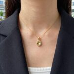8월 페리도트 목걸이 14K 골드 착용 모습
