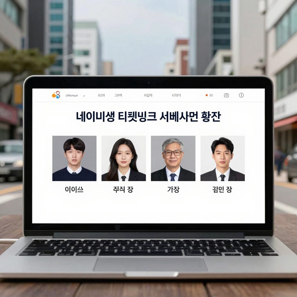 네이비즘 티켓링크 서버시간 확인 화면